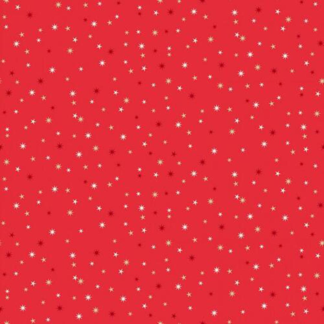 Scandi Star Metallic on Red background Colour 106 as a Fat Quarter image 0